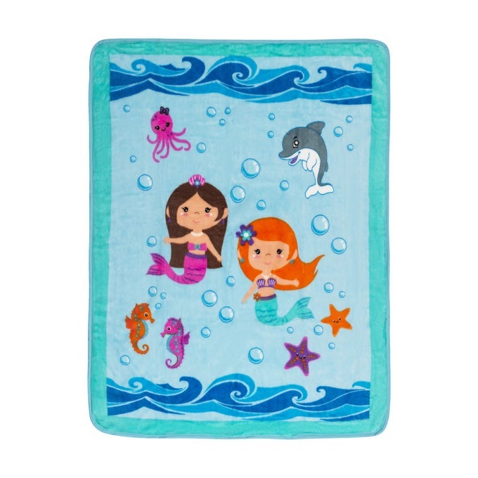 TODDLER THROW BLANKET 30 BY 40 MERMAIDS UNDERSEA ADVENTURE SUPER SOFT PLUSH WARM AND COMFORTABLE