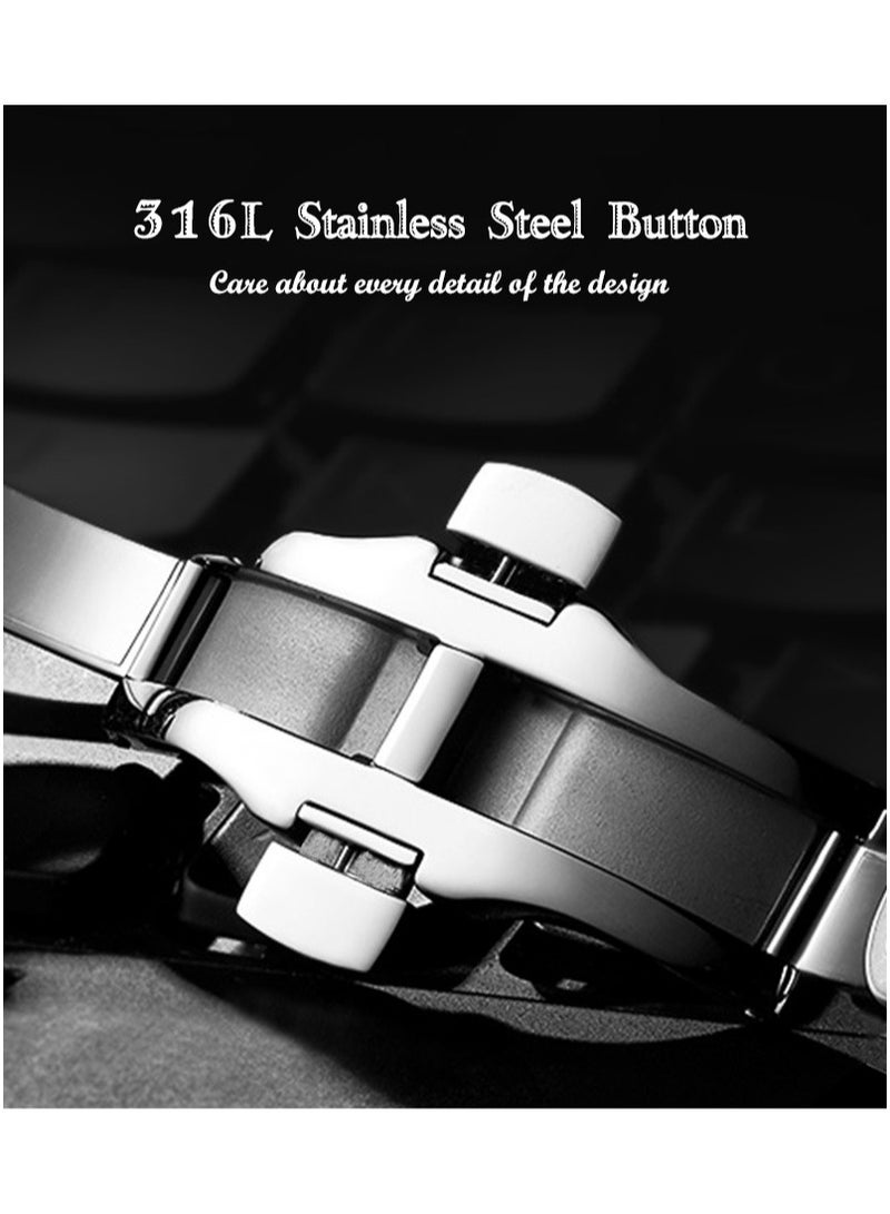 MISS FOX Luxury Full Diamond Men's Large Dial Hip-Hop Watch Fashion Trend Waterproof Stainless Steel Strap Mineral Glass Mirror Calendar Function Luminous Display - Image 4