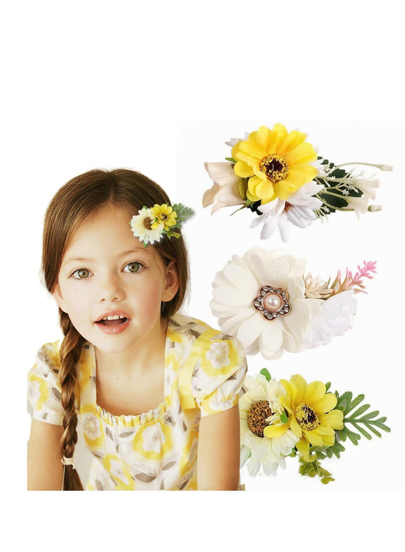 SOLARAE Daisy Flower Hair Clips - Set of 3 Cute Hawaiian Headwear for Kids and Women, Perfect for Daily Wear, Holidays, Beach Weddings, and Summer Parties - Vibrant Colors for Stylish Hair Accessories. - Image 5