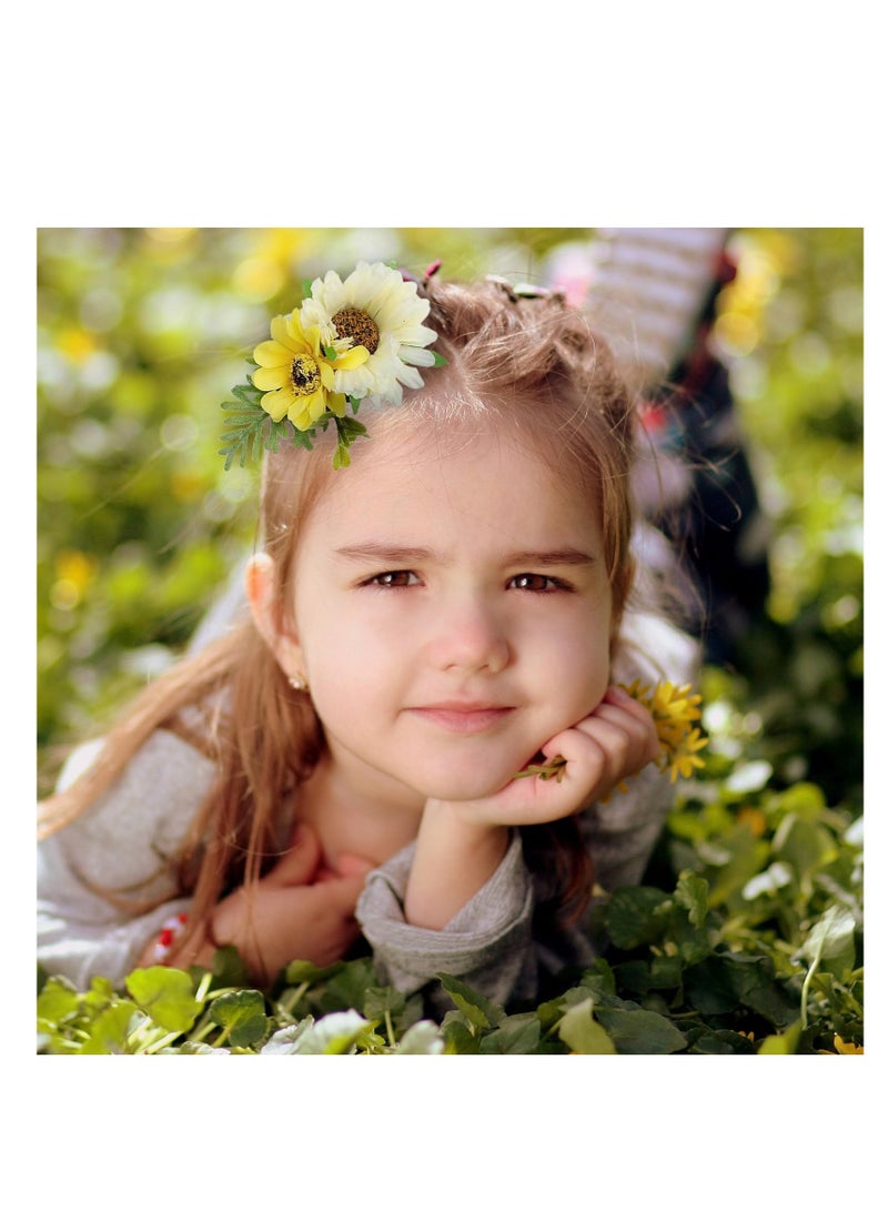 SOLARAE Daisy Flower Hair Clips - Set of 3 Cute Hawaiian Headwear for Kids and Women, Perfect for Daily Wear, Holidays, Beach Weddings, and Summer Parties - Vibrant Colors for Stylish Hair Accessories. - Image 3