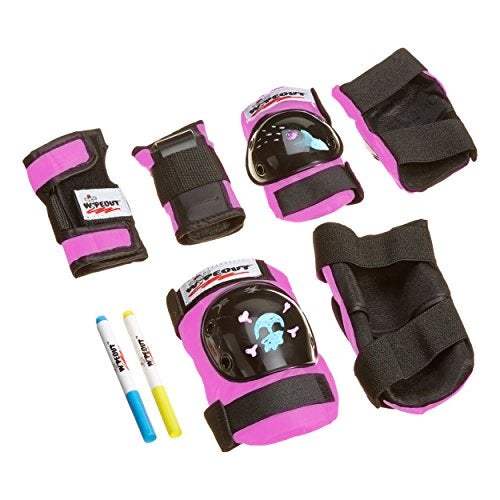 Wipeout Dry Erase Kids’ Pad Set with Knee Pads, Elbow Pads, and Wristguards, Pink, Ages 8+, (Model: WP4107) - Image 1