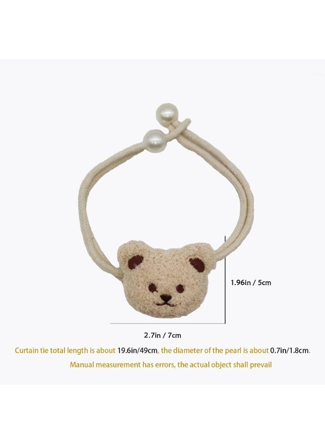 2Pcs Cartoon Bear Curtain Tiebacks, Cute Window Drape Holdbacks Decor for Nursery Home Window Treatment - Image 2