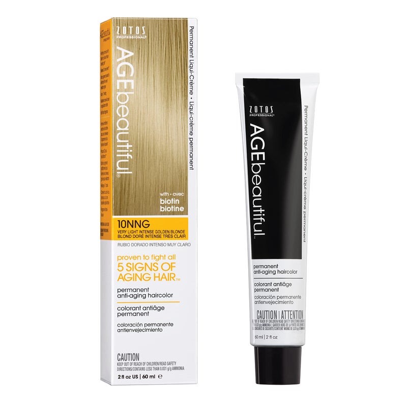 AGE beautiful Permanent Hair Color Dye Liqui Creme | 100% Gray Coverage | Anti-Aging Haircolor | Biotin for Thicker, Fuller Hair | Professional Salon Coloring | 10NNG Very Light Intense Golden Blonde - Image 1