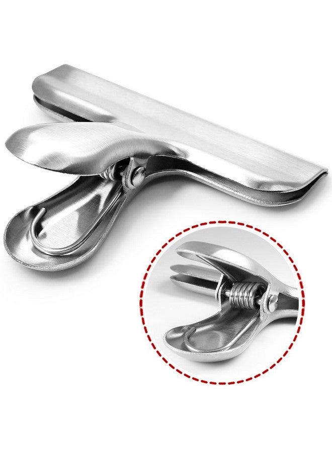 DanziX Stainless Steel Clips Grips For Chip Bags, 4 Inch Width, Danzix Paper Seal Tool For Coffee Food Bread Bags, Kitchen Home Usage - Sliver - Image 2