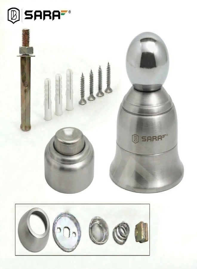 سارا سدادة باب مغناطيسية شديدة التحمل من الفولاذ المقاوم للصدأ من سارا، بتصميم جرس، مزودة بمغناطيس ناعم الإغلاق | زاوية تثبيت قابلة للتعديل 360 درجة | تركيب ببراغي | لون مطفي | عبوة من قطعتين - Image 4