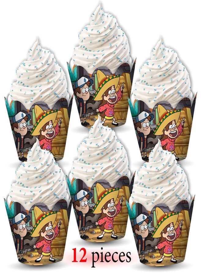 Seyal Gravity Faall Cupcake Wrapper - Mysterious Cartoon-Inspired Dessert Liners Featuring Fun Forest Colors, and Quirky Elements - Perfect for Birthday Parties, Mystery-Themed Events, and Fan Celebrations - Image 2