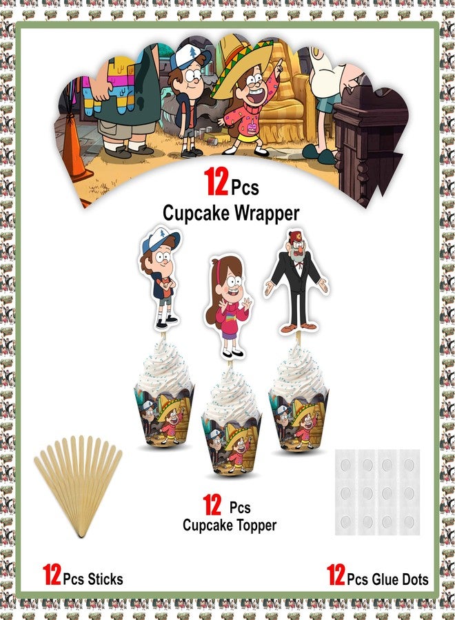 Seyal Gravity Faall Cupcake Wrapper - Mysterious Cartoon-Inspired Dessert Liners Featuring Fun Forest Colors, and Quirky Elements - Perfect for Birthday Parties, Mystery-Themed Events, and Fan Celebrations - Image 3
