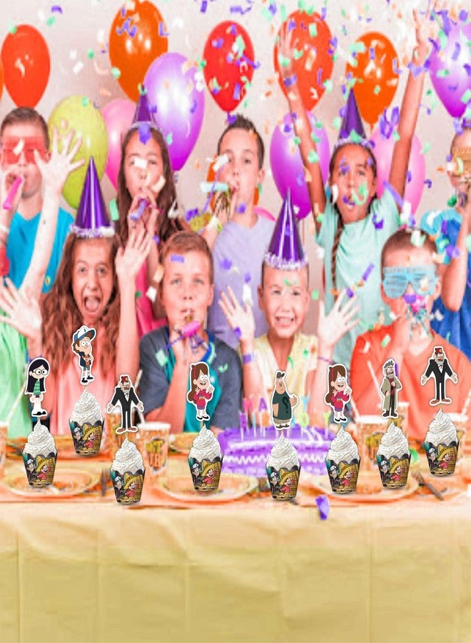 Seyal Gravity Faall Cupcake Wrapper - Mysterious Cartoon-Inspired Dessert Liners Featuring Fun Forest Colors, and Quirky Elements - Perfect for Birthday Parties, Mystery-Themed Events, and Fan Celebrations - Image 4