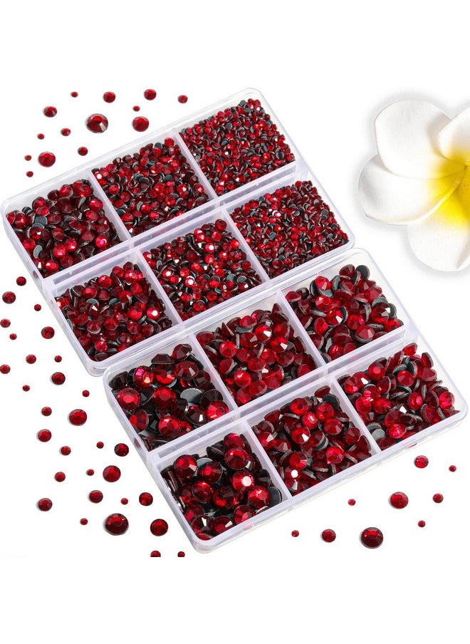 BEADSLAND 6736pcs Hotfix Rhinestones Flatback,Red Rhinestones for Crafts Clothes Mixed 5 Sizes, Hotfix Crystals with Tweezers and Wax Pencil Kit, SS6-SS30,Siam  - Image 2