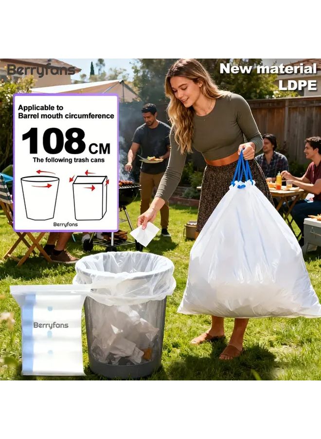 59 Rolls Black Rope Drawstring Extra Thick 6 6gal Large Trash Bags LDPE Material Double Sided 3 0 Thickness High Tensile Strength For Kitchen Living Room Car - Image 5