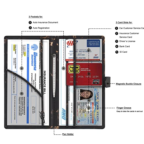 TOURSUIT Car Registration and Insurance Card Holder, Vehicle License Document Glove Box Compartment Organizer, Interior Car Accessories for Women Men (Marble Black) - Image 2