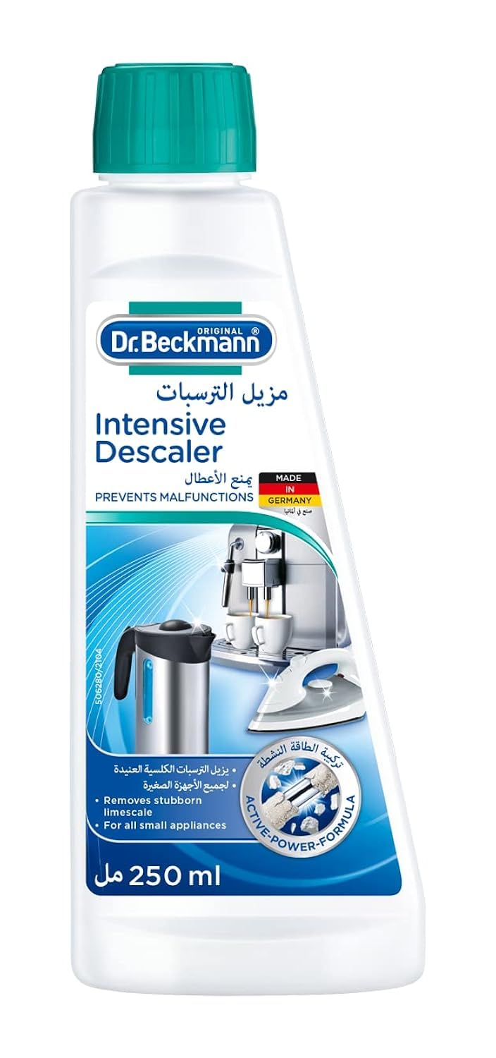 Dr. Beckmann Intensive Descaler for Iron, Kettles, Coffee Machine, 250ml | Removes Stubborn Limescale-With Active Power Formula-Works Faster-Effective-Easy to Use-For all Small Appliances - Image 1