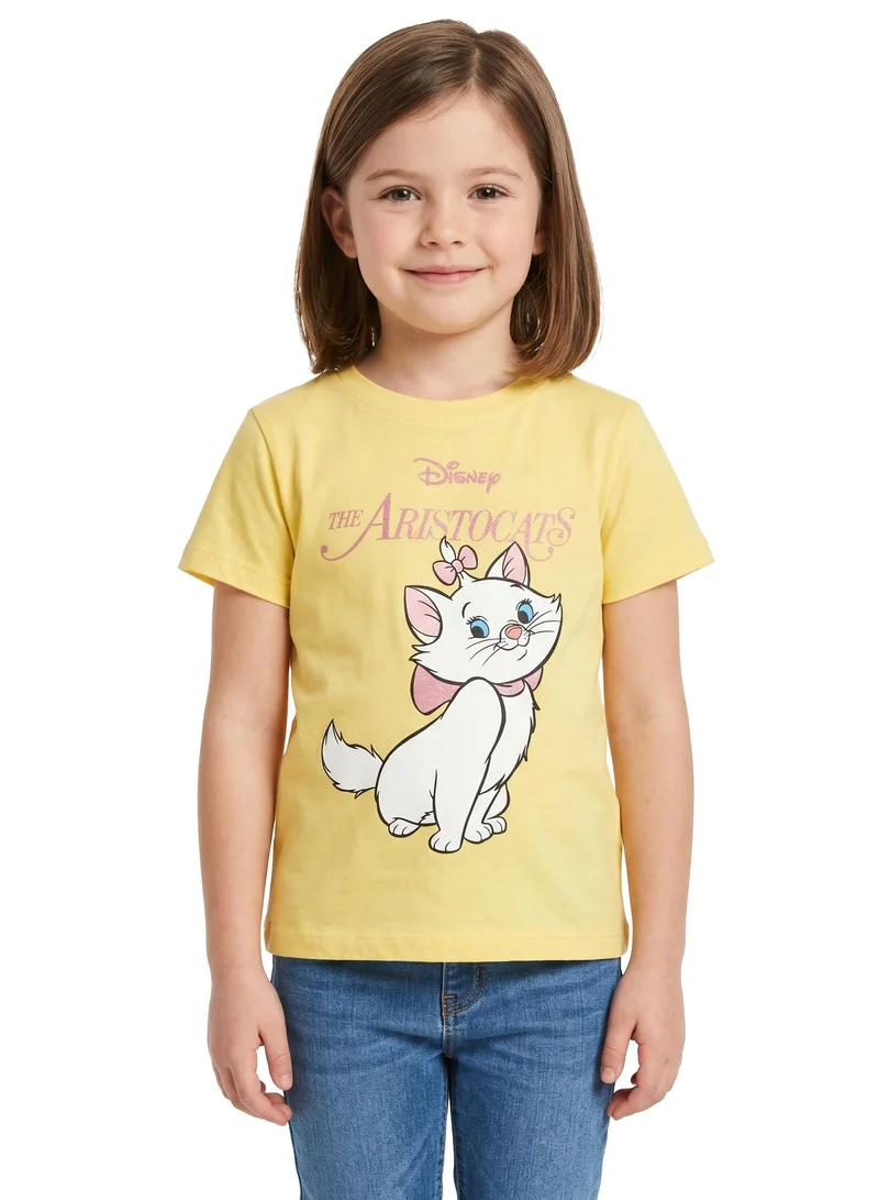 Disney Disney The Aristocats Toddler Girls’ Oversized Drop Shoulder T-Shirt – Cute Casual Relaxed Fit Tee