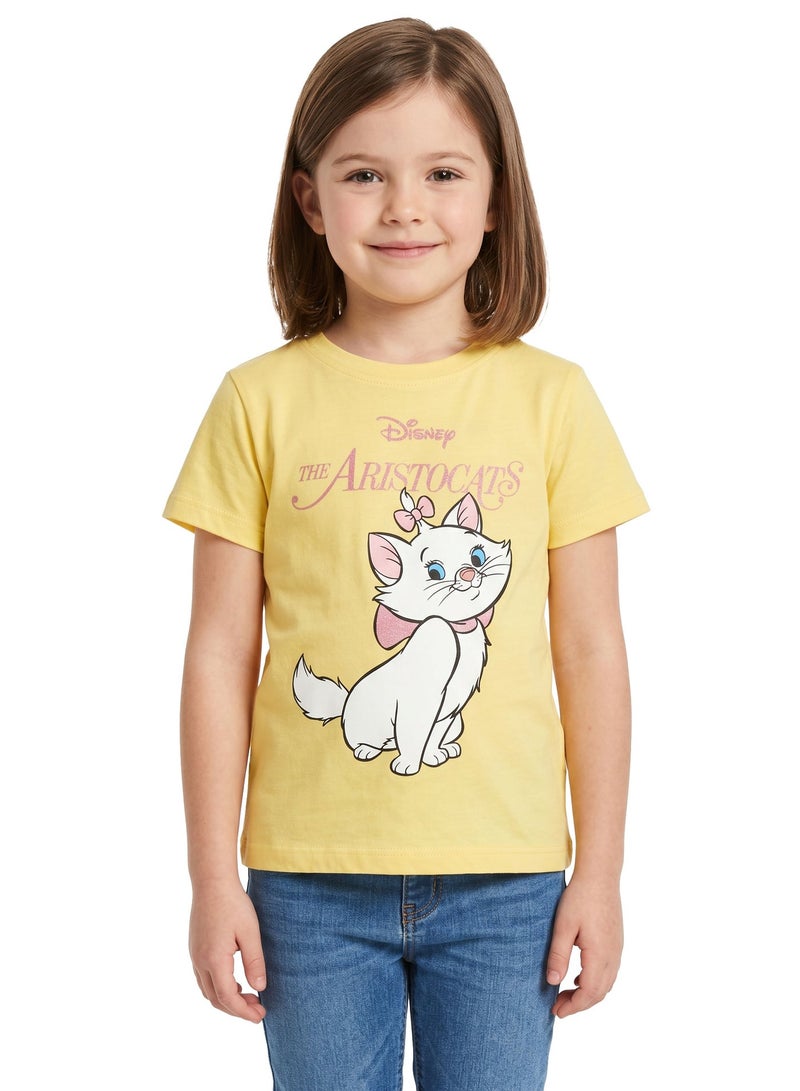 Disney The Aristocats Toddler Girls’ Oversized Drop Shoulder T-Shirt – Cute Casual Relaxed Fit Tee - Image 1