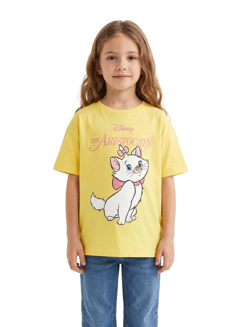 Disney Disney The Aristocats Toddler Girls’ Oversized Drop Shoulder T-Shirt – Cute Casual Relaxed Fit Tee