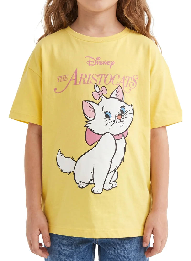 Disney  Disney The Aristocats Toddler Girls’ Oversized Drop Shoulder T-Shirt – Cute Casual Relaxed Fit Tee for Women | Best Price UAE