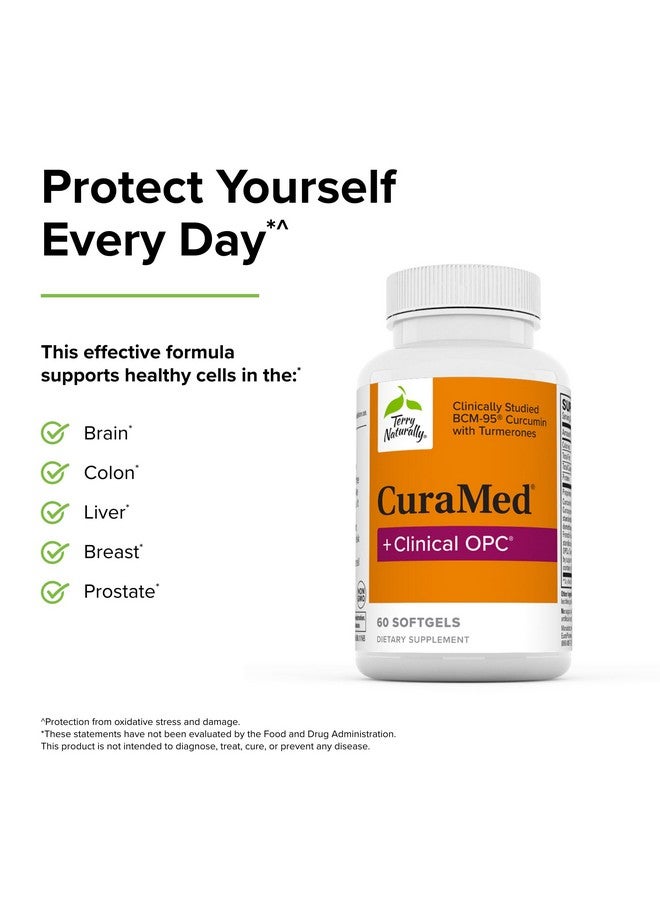 Terry Naturally CuraMed + Clinical OPC - 60 Softgels - with BCM-95 Curcumin & French Grape Seed Extract VX1 - Non-GMO, Gluten Free - 30 Servings