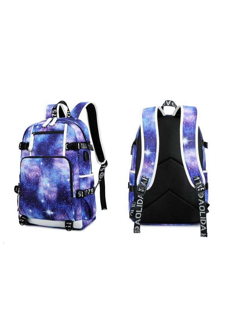 Aolida 1-Piece Men's Korean Version Laptop Backpacks Minimalist Middle School Student Backpack Heat Transfer Printed Casual Backpack - Image 2