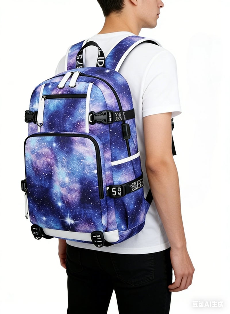 Aolida 1-Piece Men's Korean Version Laptop Backpacks Minimalist Middle School Student Backpack Heat Transfer Printed Casual Backpack - Image 3