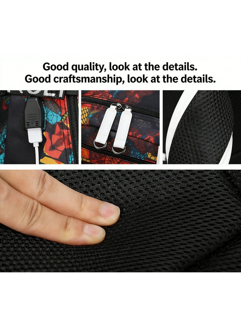 Aolida 1-Piece Men's Korean Version Laptop Backpacks Minimalist Middle School Student Backpack Heat Transfer Printed Casual Backpack - Image 5