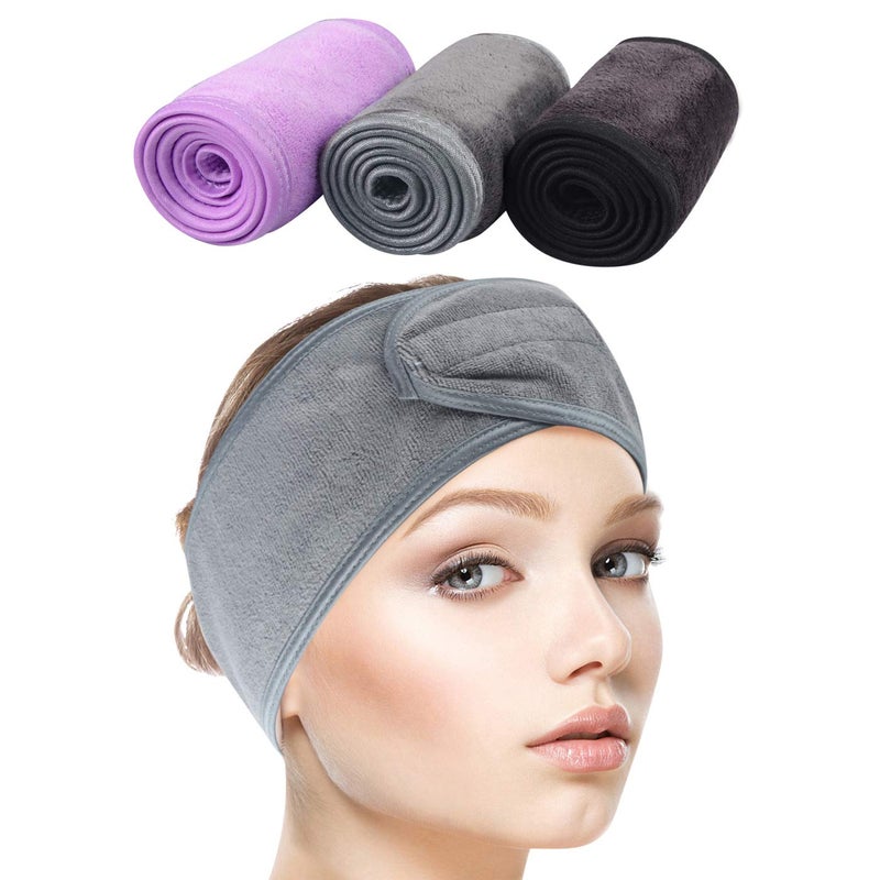 Sinland SINLAND Headband for Women Ultra Soft Adjustable Makeup Hair Band with Magic Tape Stretch Head Wrap for Bath Shower Facial Mask Yoga 