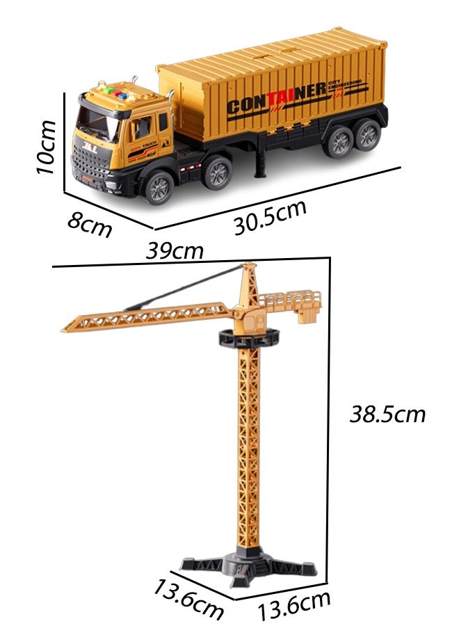 Construction Truck Toys Set, Construction Vehicles Playset Container Truck, Crane, Bulldozer, Forklift, Dump, Steamroller 6 Racing Cars Engineering Digger Race Tracks Toys Inertial Driving Without Battery  - Image 2