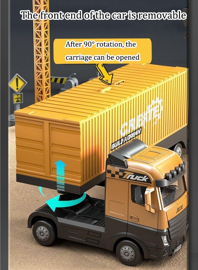 Construction Truck Toys Set, Construction Vehicles Playset Container Truck, Crane, Bulldozer, Forklift, Dump, Steamroller 6 Racing Cars Engineering Digger Race Tracks Toys Inertial Driving Without Battery  - Image 5