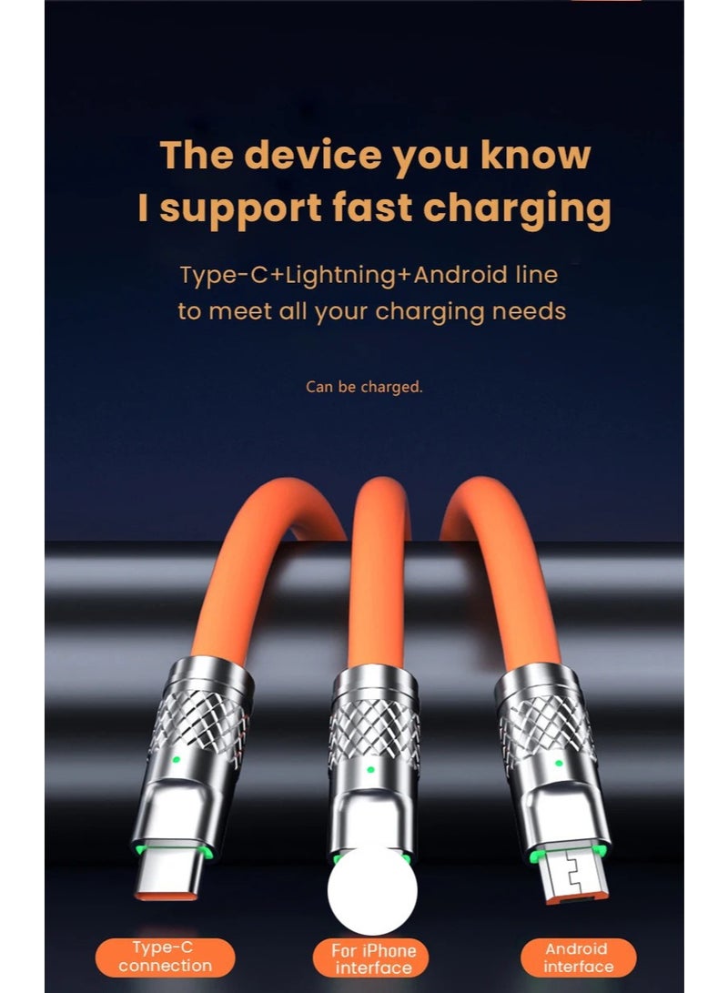 EFUMKE charger cable 120W 1.2m fast charging 3 in 1 USB data cable - Image 4