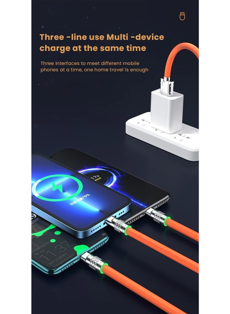 EFUMKE charger cable 120W 1.2m fast charging 3 in 1 USB data cable - Image 5