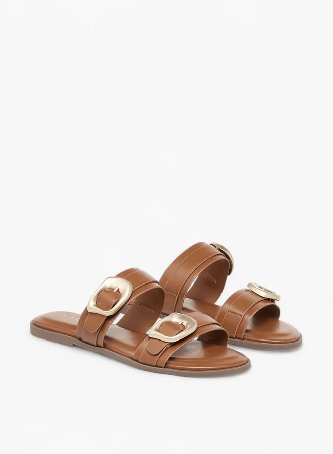 بابريكا Solid Open Toe Sandals with Buckle Accent