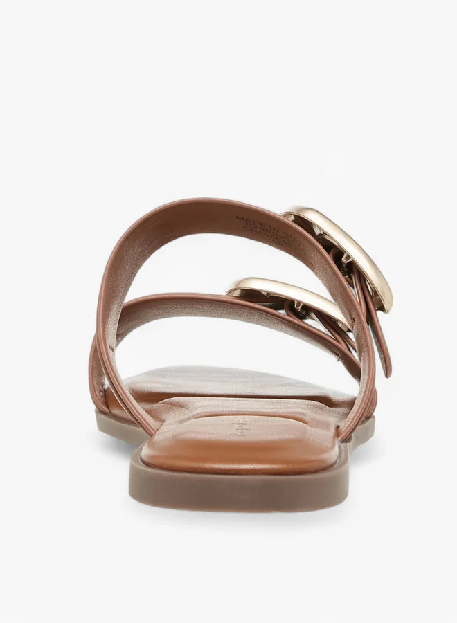 Paprika Solid Open Toe Sandals with Buckle Accent