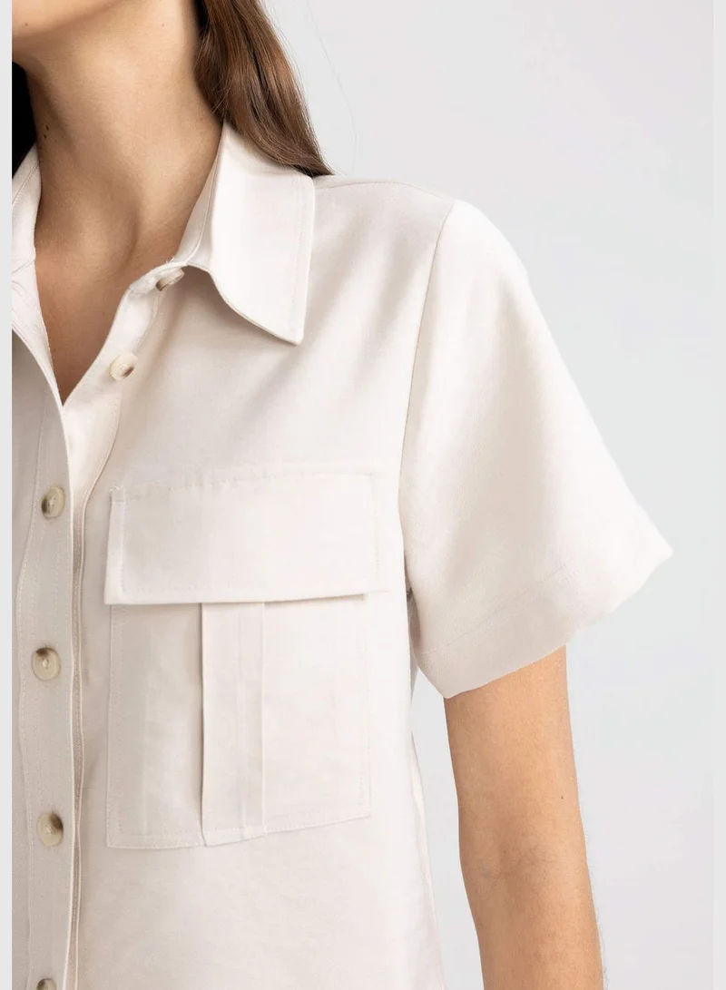 DeFacto Crop Shirt Collar Sensual Short Sleeve Shirt