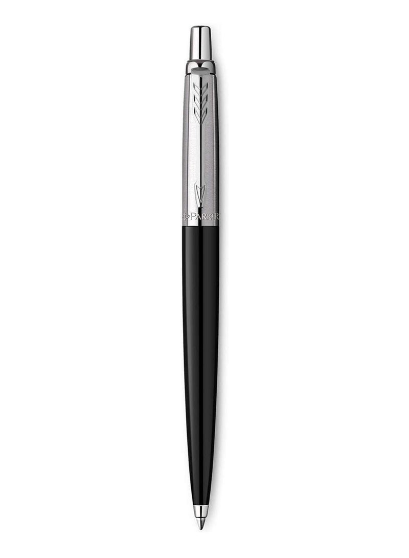 Parker Jotter Ball Point Pen, Black with Chrome Trim, Medium Point Black Ink, Gift Box (Made in France) - Image 1