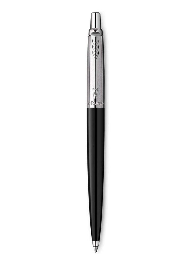 Parker Jotter Ball Point Pen, Black with Chrome Trim, Medium Point Black Ink, Gift Box (Made in France) - Image 1