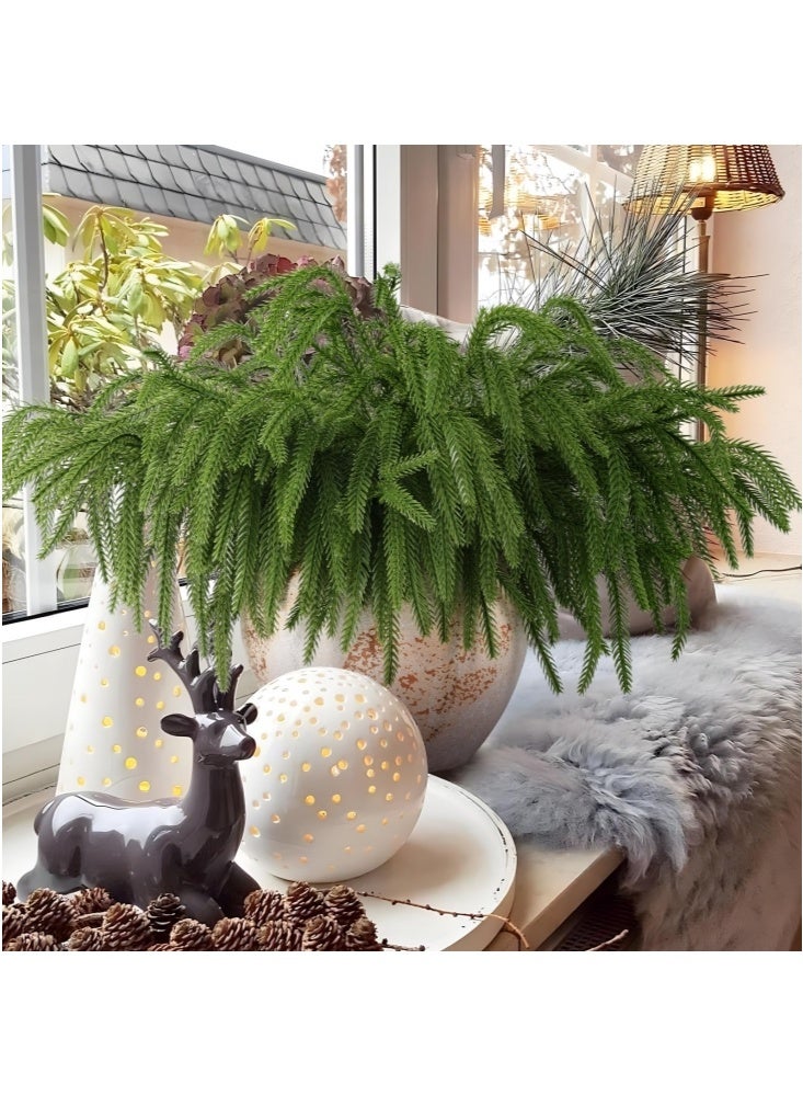 جيجيرو 12 قطعة من أغصان الصنوبر نورفولك الاصطناعية، سيقان صنوبر نورفولك الاصطناعية، حرف يدوية، أغصان صنوبر نورفولك الاصطناعية لعيد الميلاد، ديكور منزلي داخلي وخارجي - Image 4