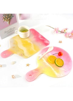 FUNSHOWCASE FUNSHOWCASE Cheese Board Epoxy Resin Silicone Molds with Handles and Holes for Serving Tray, Platter, Rectangle, Round, Large 12inch  - Image 5