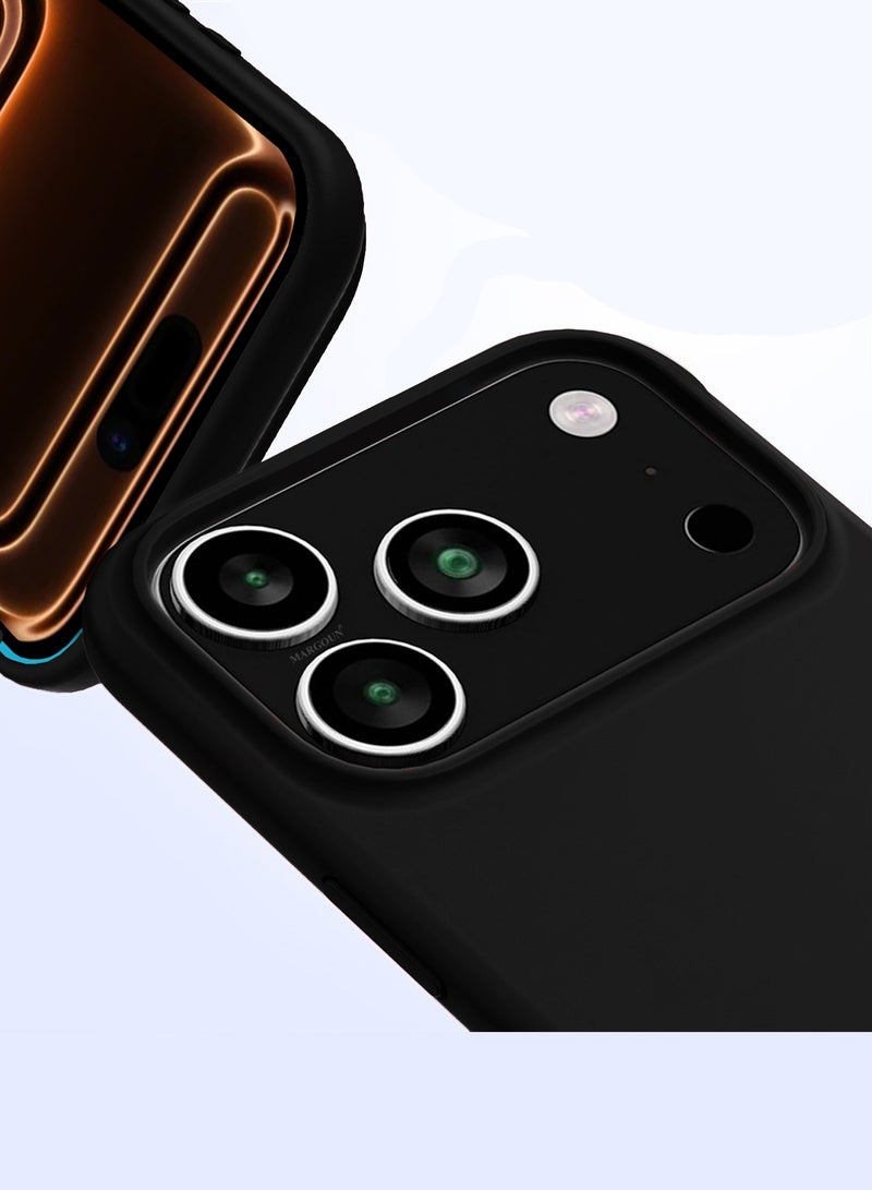 2 Packs Silicone Protective Phone Case for iPhone 17 Pro Max - Soft Anti-Scratch Microfiber Lining Ultra Slim Drop Protection Phone Cover with 3D Screen Protector - Black - Image 3