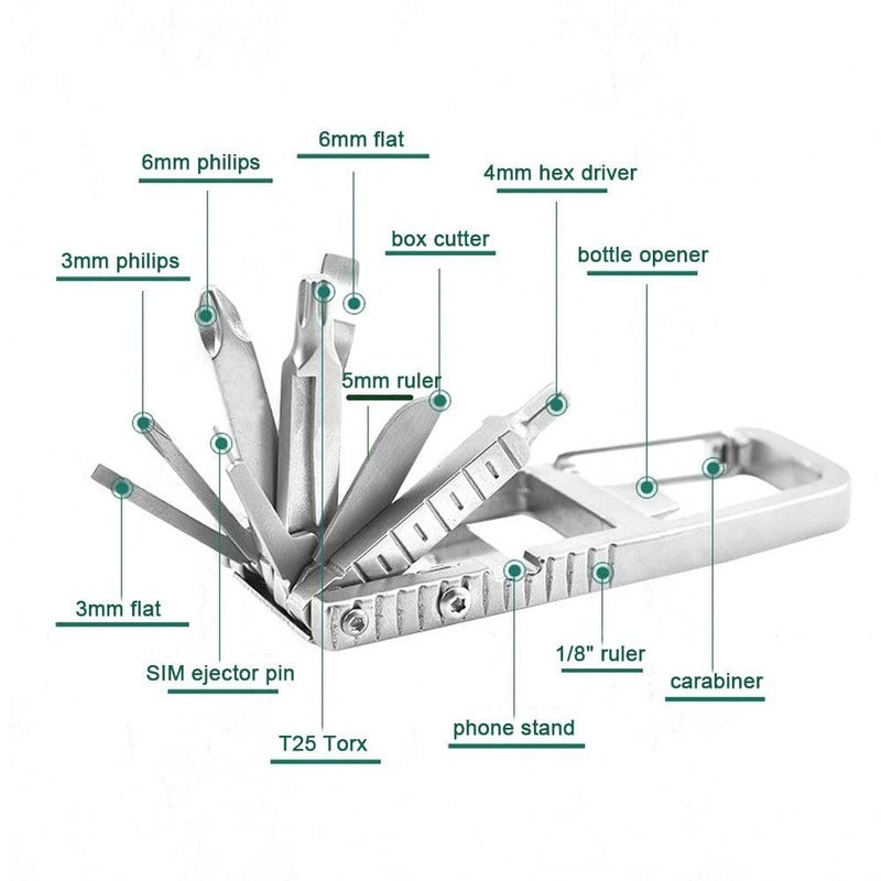 Multifunctional 13 In 1 Keychain Screwdriver Bottle Opener Tool For Camping Daily Repair - Image 4