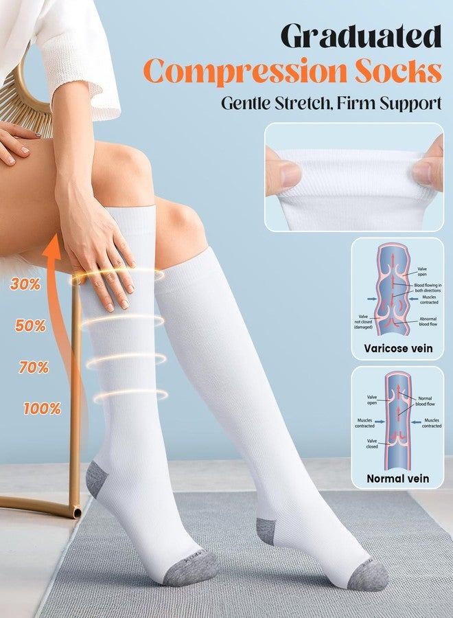 LEVSOX Cotton Compression Socks for Women Men 20-30 mmHg Knee High Cute Support Sock for Nurses Flying Pregnancy - Image 3