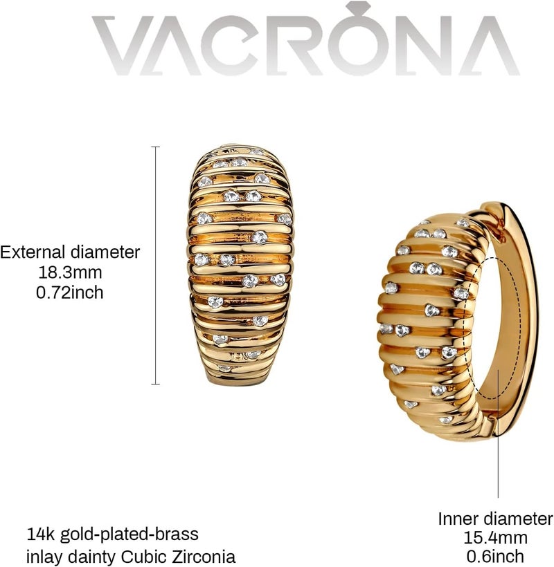 VACRONA Cubic Zirconia Huggie Earrings 14k Gold Plated Tiny Earrings Small Huggie Hoop Earrings Simple Lightweight Hoops Gift for Women - Image 4