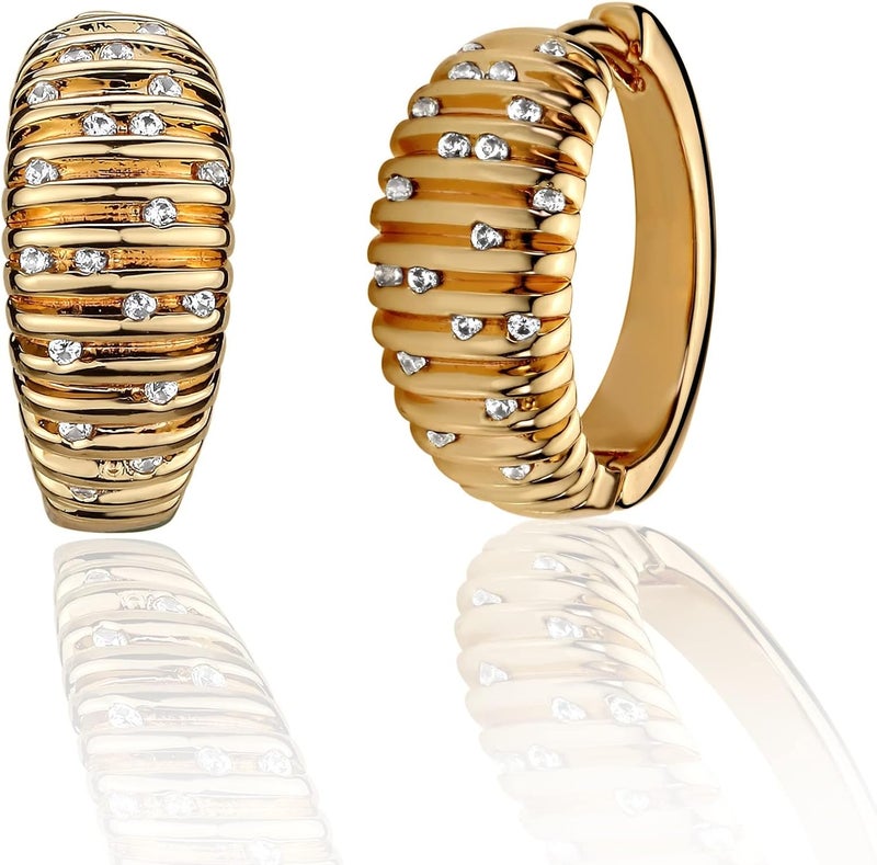 VACRONA Cubic Zirconia Huggie Earrings 14k Gold Plated Tiny Earrings Small Huggie Hoop Earrings Simple Lightweight Hoops Gift for Women - Image 1
