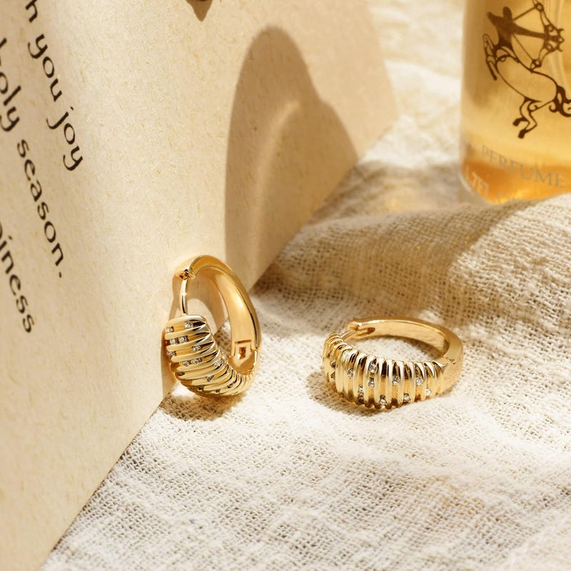 VACRONA Cubic Zirconia Huggie Earrings 14k Gold Plated Tiny Earrings Small Huggie Hoop Earrings Simple Lightweight Hoops Gift for Women - Image 5