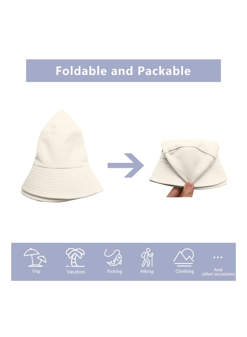 Zikra Adjustable Kids' Sun Hat - Creamy White Bucket Cap for Summer Outdoor Fun, UPF 50+ Cotton Sun Protection for Boys and Girls. Perfect for Beach Days! - Image 3