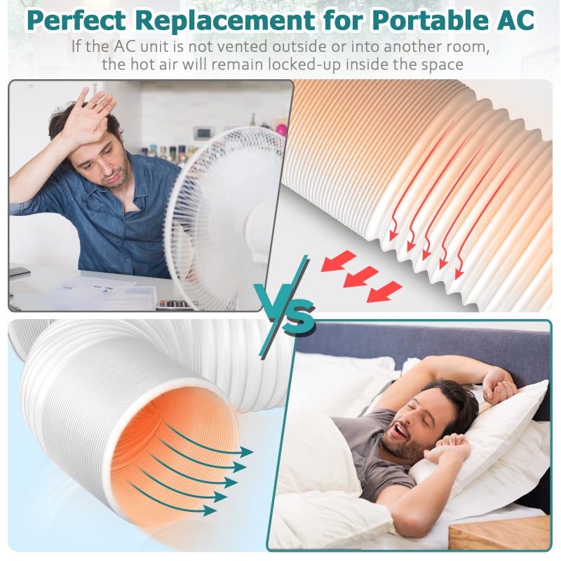 Angooni Air Conditioner Exhaust Vent Hose - 5.9" Diameter, 80" Length, Angooni Universal Counter-Clockwise Air Vent Compatible with Honeywell, Whynter, Frigidaire, LG, Delonghi Toshiba, Delonghi, JHS - Image 2