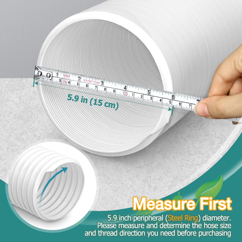 Angooni Air Conditioner Exhaust Vent Hose - 5.9" Diameter, 80" Length, Angooni Universal Counter-Clockwise Air Vent Compatible with Honeywell, Whynter, Frigidaire, LG, Delonghi Toshiba, Delonghi, JHS - Image 3