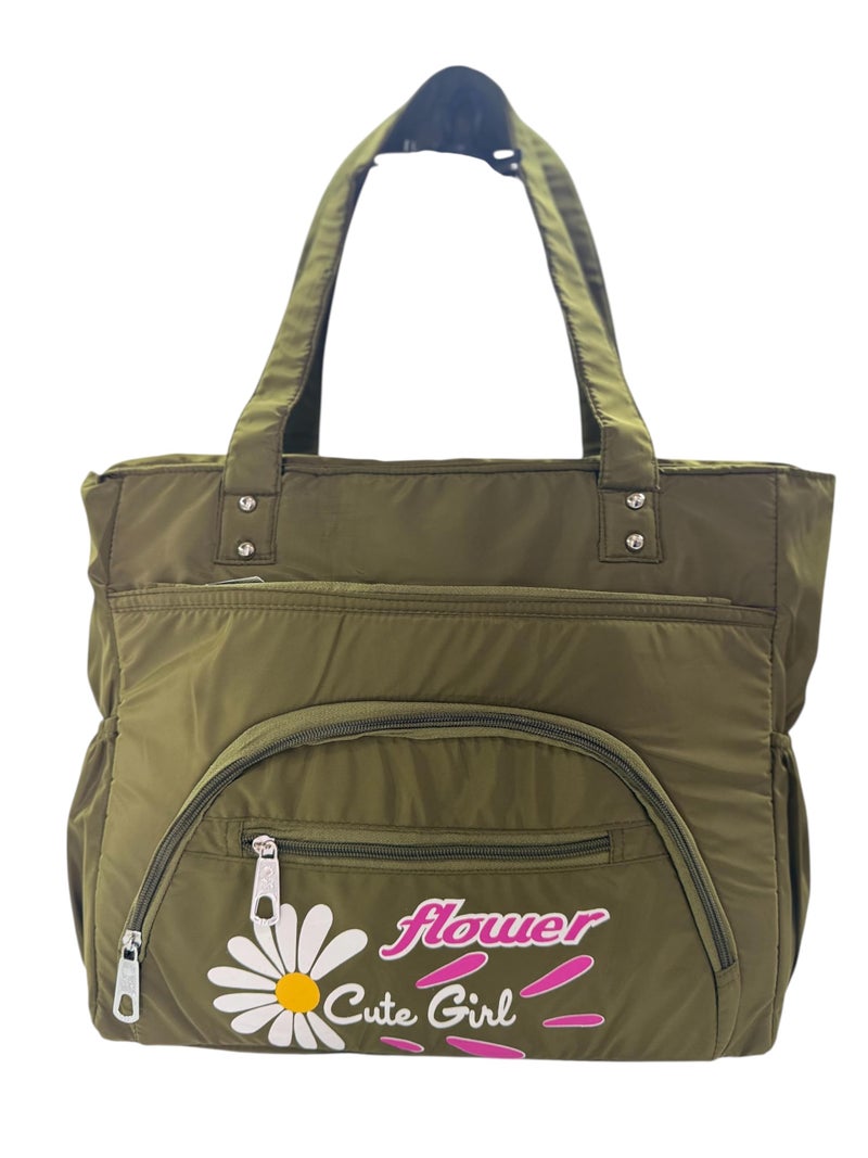 Yatee Girls Tote Bag - Shoulder Mehendi green Handbag for Women & Teenagers, Stylish Travel & College, office with Zipper Compartments Tote for Women | Zipper Handbags | Multiple Pockets - Image 2