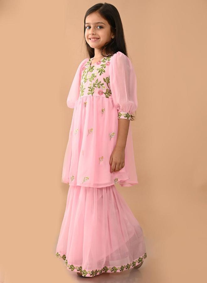 LILPICKS Girls Baby Pink Kurta Set - Image 5