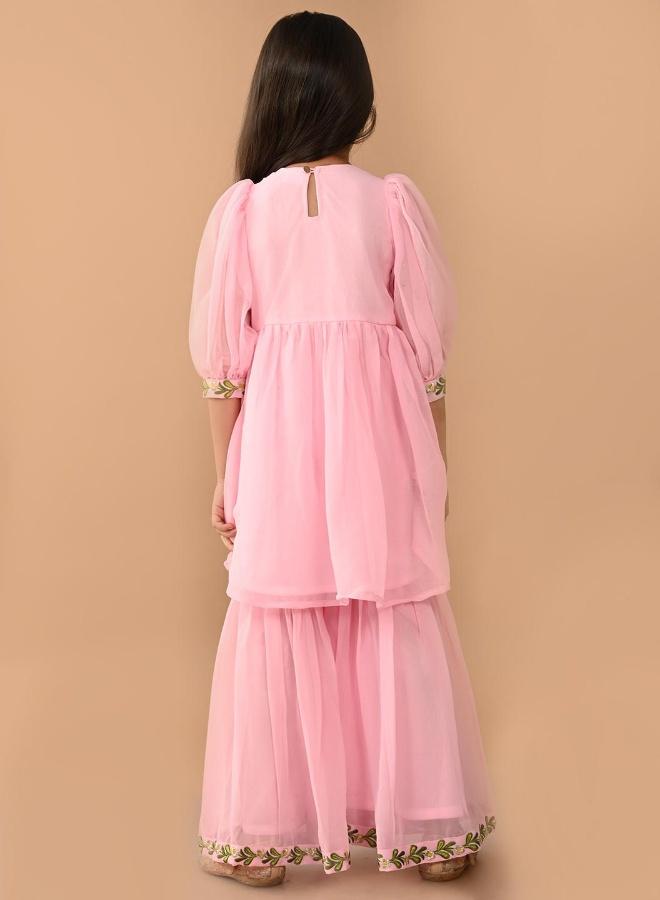 LILPICKS Girls Baby Pink Kurta Set - Image 3