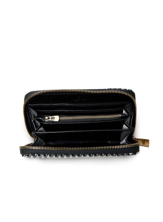 Islander HarrisTweed & PU Leather women’s long zip purse, Black and White, Carry Cash & card, Scottish Style - Image 5
