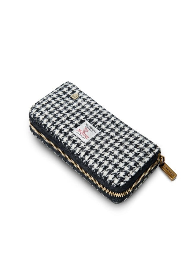 Islander HarrisTweed & PU Leather women’s long zip purse, Black and White, Carry Cash & card, Scottish Style - Image 4